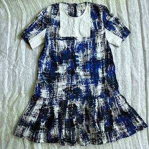Sea New York Indigo Shift Dress with White Bib, size 0